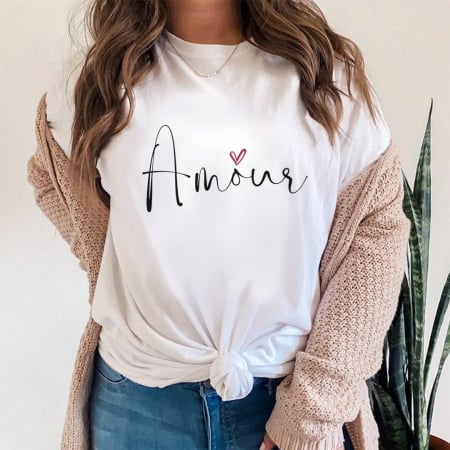 Tricouri Fashion - Tricou Dama Alb Amour