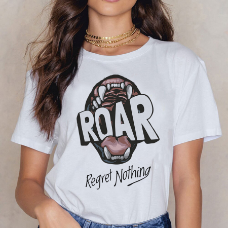Femei - Tricou Dama Alb Regret Nothing