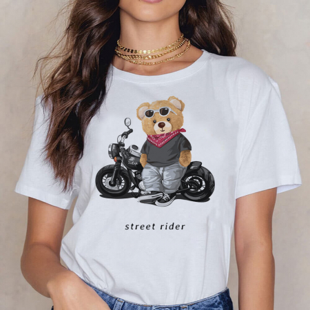 Tricouri Teddy - Tricou Dama Alb Street Ride