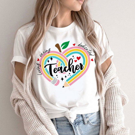 Femei - Tricou Dama Alb Love to teach