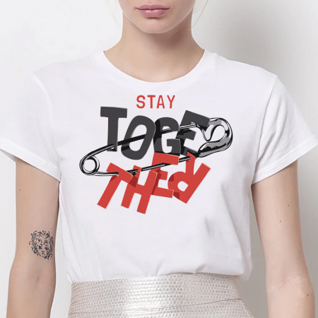 Tricouri Fashion - Tricou Dama Alb Stay Togeher