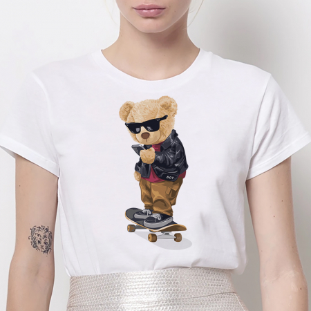 Tricouri Teddy - Tricou Dama Alb Skater