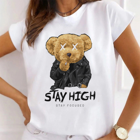 Tricouri Teddy - Tricou Dama Alb Stay High