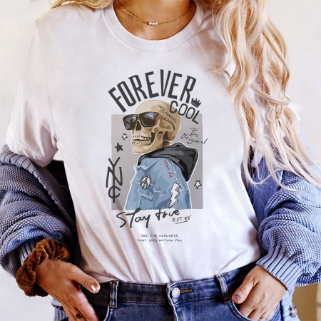 Tricouri Skull - Tricou Dama Alb Forever Cool