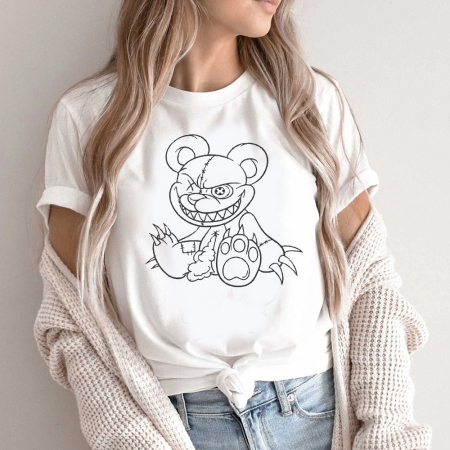 Tricouri Teddy - Tricou Dama Alb The Evil Bear