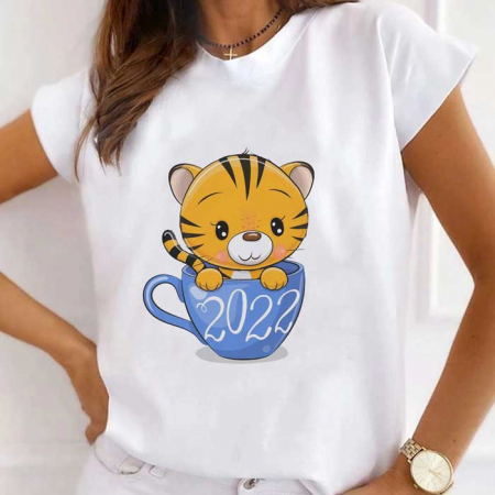 Femei - Tricou Dama Alb Tiger In A Cup 2022