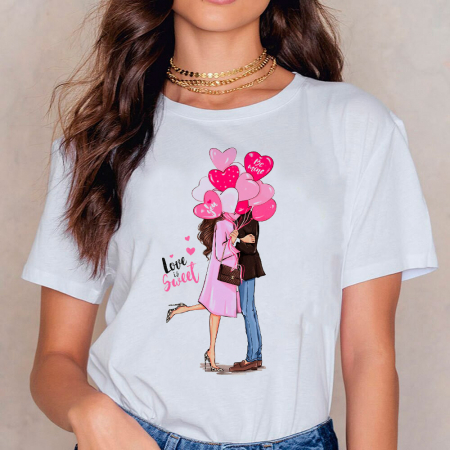 Tricouri Love - Tricou Dama Alb Love is sweet