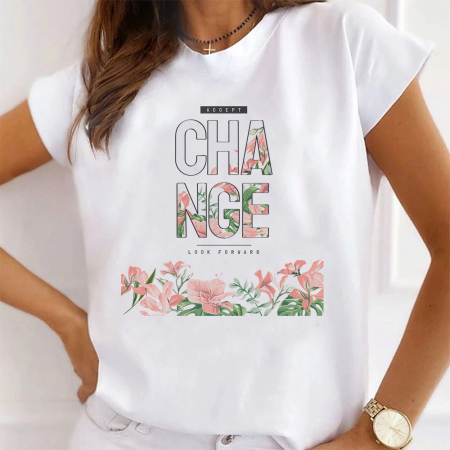 Femei - Tricou Dama Alb Accept Change