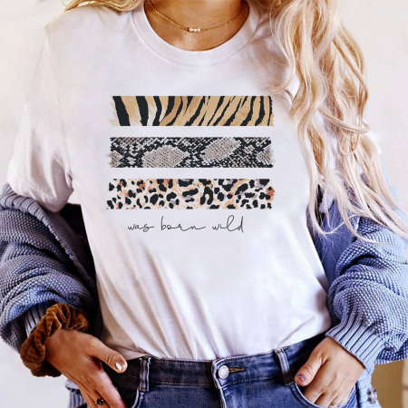 Tricouri Fashion - Tricou Dama Alb Was Born Wild