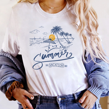 Tricouri Summer - Tricou Dama Alb Summer Vacation