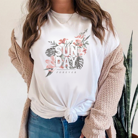 Tricouri Summer - Tricou Dama Alb Sunday Forever