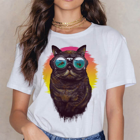 Femei - Tricou Dama Alb Underwater Cat