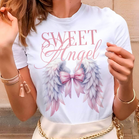 Tricouri Diverse - Tricou Dama Alb Sweet Angel bow