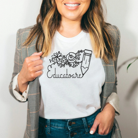 Femei - Tricou Dama Alb Educatoare