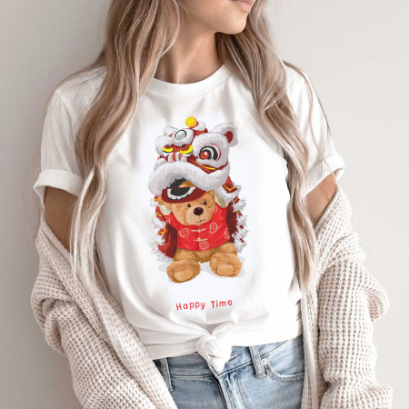 Tricouri X-mas - Tricou Dama Alb Happy Time