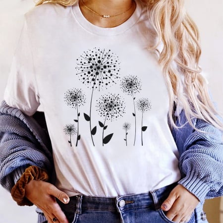 Tricouri Abstract - Tricou Dama Alb Abstract Flower