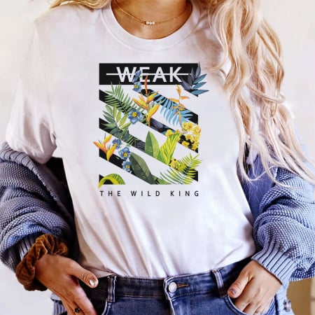 Tricouri Flori - Tricou Dama Alb Weak The Wild King