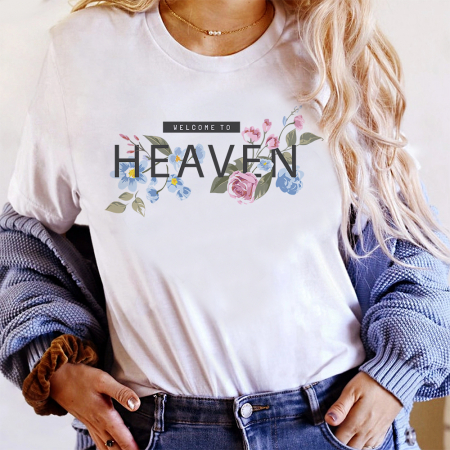 Femei - Tricou Dama Alb Welcome To Heaven