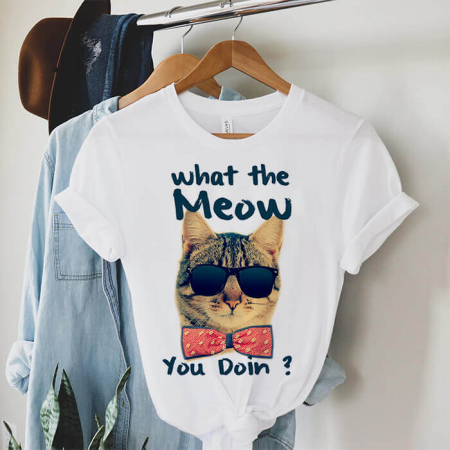 Femei - Tricou Dama Alb What The Meow You Doin