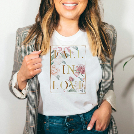 Tricouri Love - Tricou Dama Alb Fall In Lovee