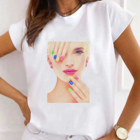 Tricouri Abstract - Tricou Dama Alb Vintage Naughty Girl