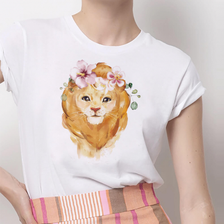 Femei - Tricou Dama Alb Paint Lion