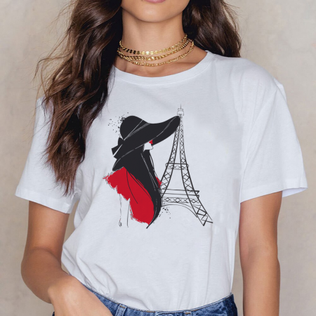 Tricouri Paris - Tricou Dama Alb Red Woman Paris