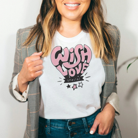 Femei - Tricou Dama Alb Wish Love