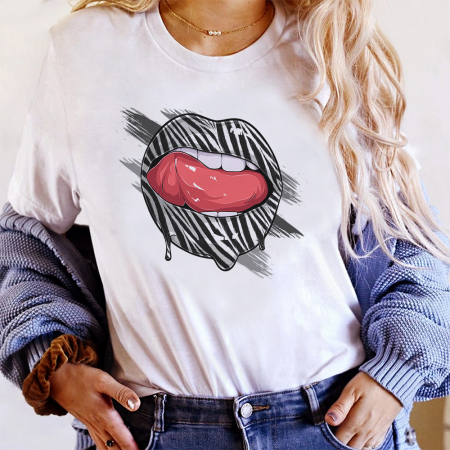 Tricouri Lips - Tricou Dama Alb Zebra Lips