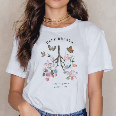 Tricouri Love - Tricou Dama Alb Deep Breath