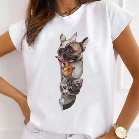 Femei - Tricou Dama Alb Cute family