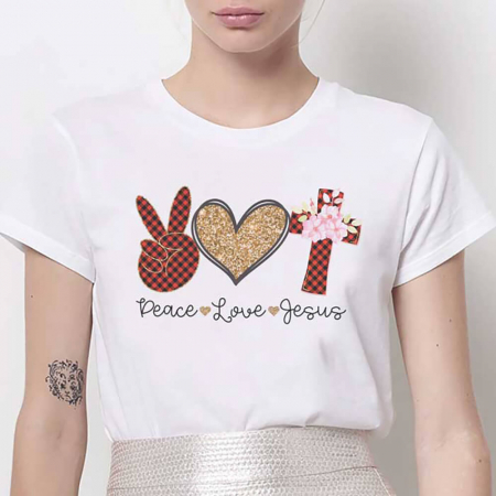 Tricouri X-mas - Tricou Dama Christmas Peace Love Jesus