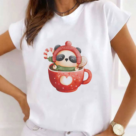 Tricouri X-mas - Tricou Dama Christmas Panda Mug