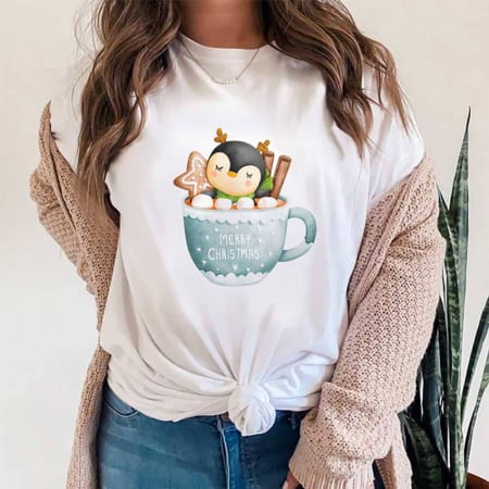 Tricouri X-mas - Tricou Dama Christmas Penguin Mug