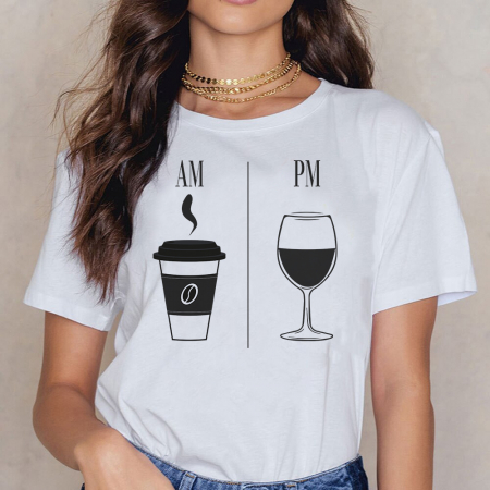 Tricouri Coffee - Tricou Dama Alb Coffee Wine