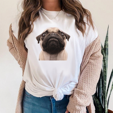 Femei - Tricou Dama Alb Fawn Pug