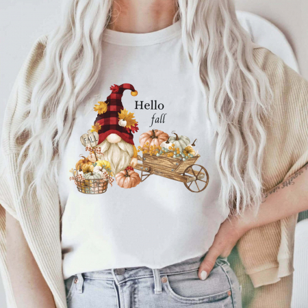 Femei - Tricou Dama Alb Hello Fall