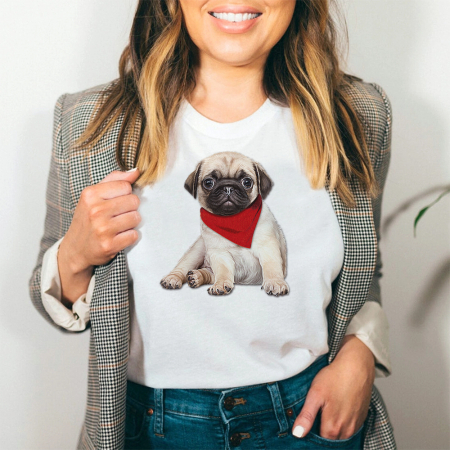 Femei - Tricou Dama Alb Gangsta Pug