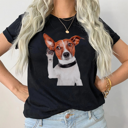 Femei - Tricou Dama Negru Listening Dog