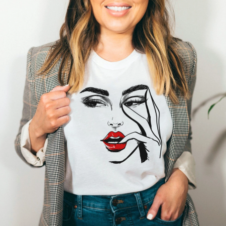 Tricouri Beauty - Tricou Dama Alb Cute Face