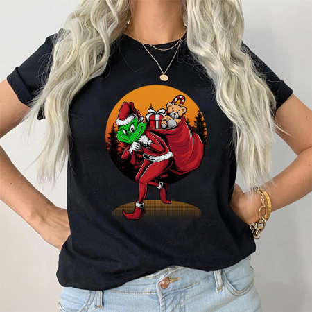 Tricouri X-mas - Tricou Dama Negru Grinch Stole Christmas