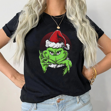 Tricouri X-mas - Tricou Dama Negru Grinch