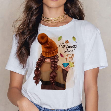 Femei - Tricou Dama Alb My Favorite Color Is Fall