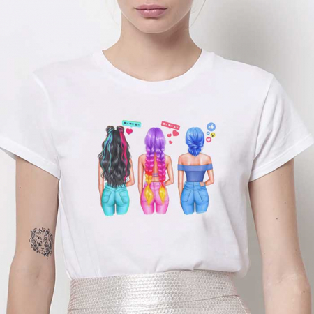 Tricouri Fashion - Tricou Dama Alb Influencer Girls