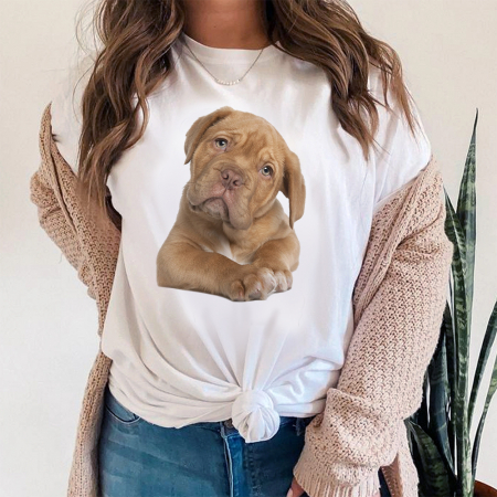 Femei - Tricou Dama Alb Pitbull Puppy