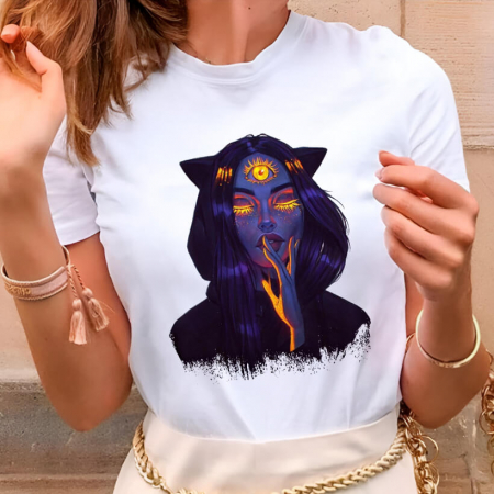 Tricouri Beauty - Tricou Dama Alb Mystical Girl