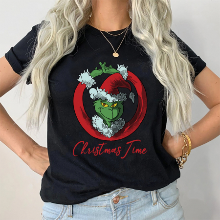 Tricouri X-mas - Tricou Dama Negru Grinch Christmas Time