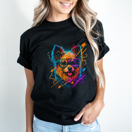 Femei - Tricou Dama Negru Yorkshire Dog