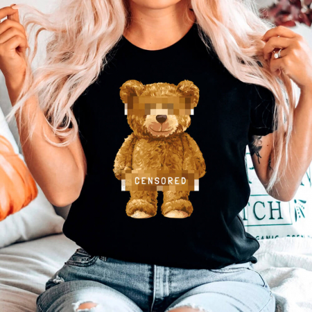 Femei - Tricou Dama Negru Censored bear