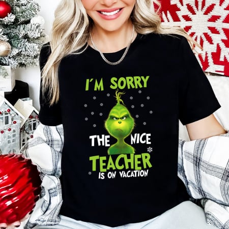 Tricouri X-mas - Tricou Dama Negru Teacher Grinch